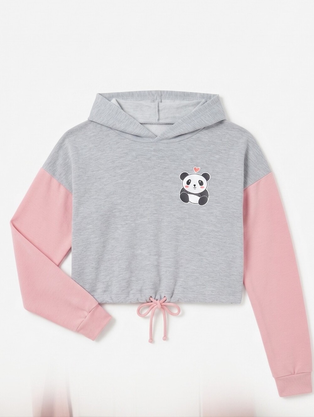 🦦5/$10🦦 Papaya Cute Panda Graphic Cropped Hoodie Women's Medium Cinched Hem